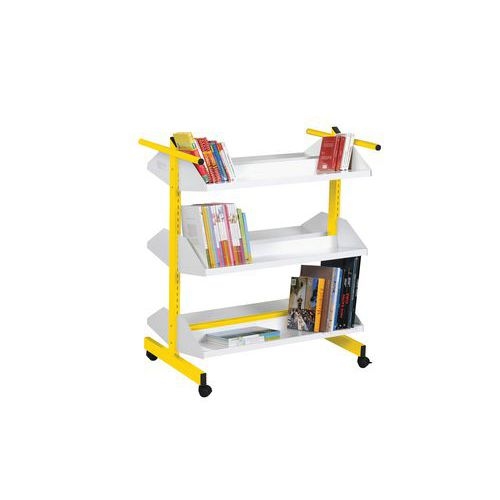 Chariot à livres Zédia coloris jaune RAL 1023 - Image 2