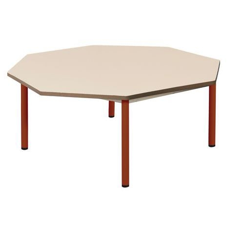 Table fixe Chloé plateau beige 4 pieds octogonale - Mobidecor - Image 2
