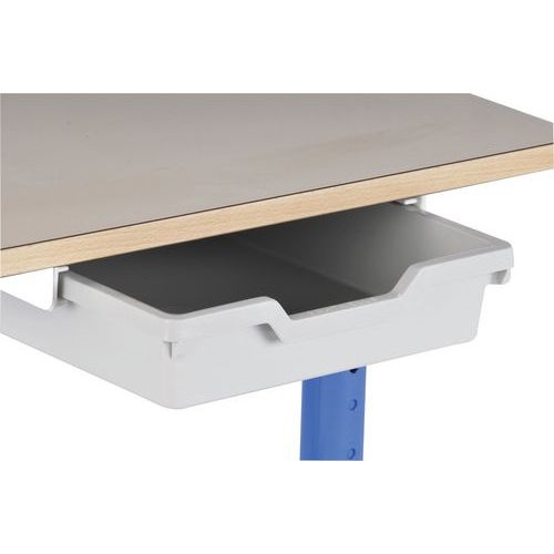 Lot de 2 tables régl. Chloé rect. Dégag. latéral plat. beige casier -Mobidecor - Image 2