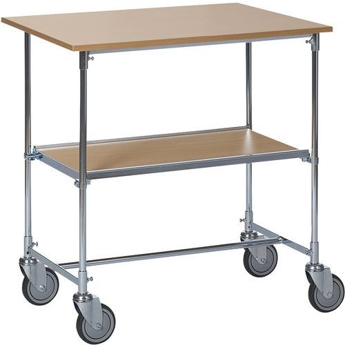 Table mobile chêne - 2 plateaux - Capacité 50 à 100 kg - Image principale
