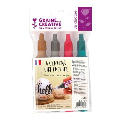 Lot de 4 crayons bougie à la cire liquide - Image principale