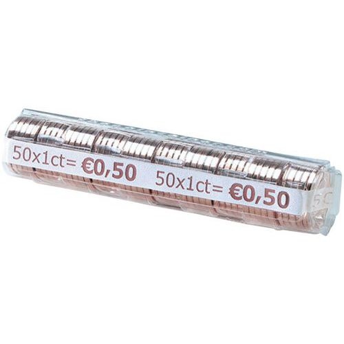 Lot de 100 Étui à monnaie en PET - pièces 0,01 Euro 50 pcs/tube - Image principale