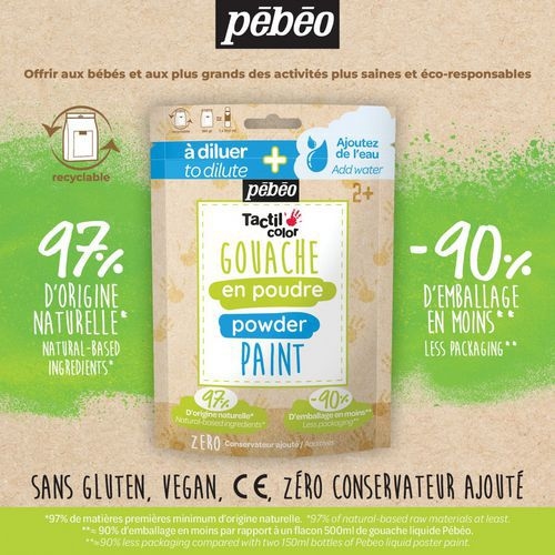 Set 10 sachets 180g gouache poudre - assorties +2 cuillères - Image 8