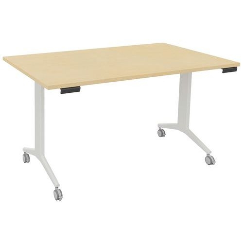 Table abattante rectangulaire Avel  pieds blancs sur roulettes - Image 2