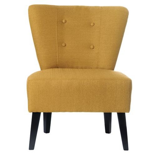 Fauteuil Marwin pied hêtre teinté noir revêtement tissu coloris Safran - Image principale