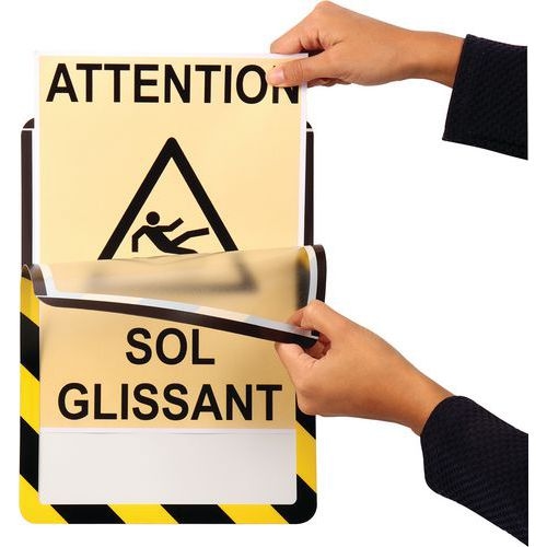 Lot de 2 cadre magneto securite magnetique A4 jaune/noir - Image principale