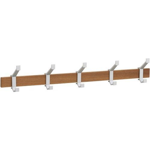 Portemanteau mural Bois 5 patères Argent - Image principale
