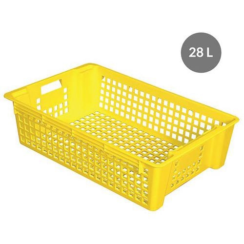 Caisse empilable emboîtable ajourée - GILAC, Coloris : Jaune - Image 2