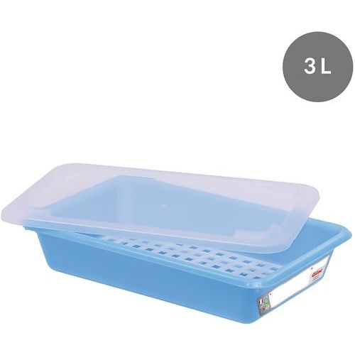 Bac plat HACCP avec couvercle et grille - GILAC, Coloris : Bleu - Image 3