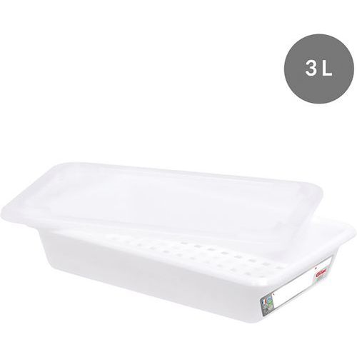 Bac plat HACCP avec couvercle et grille - GILAC, Coloris : Blanc - Image 3
