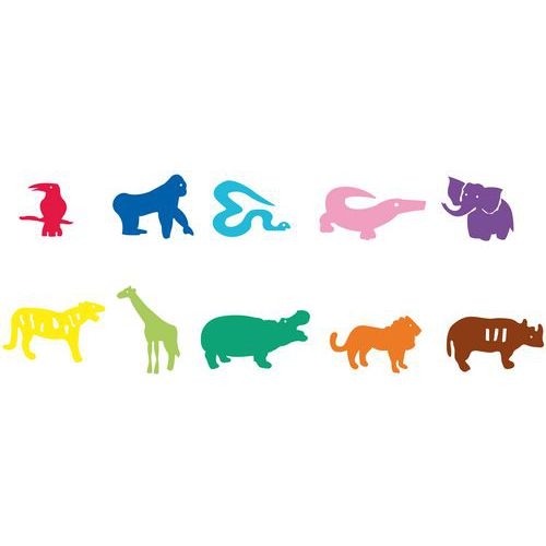 Valisette 10 tampons pochoirs - les animaux sauvages - Image 2