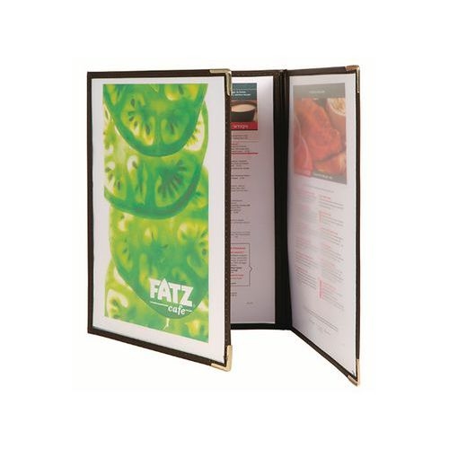 Lot de 4 protège menus en plastique et métal A4 - Image principale