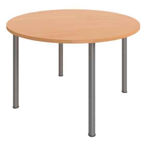Table réunion 4 pieds métal Ø 120 cm hêtre/alu - Image principale