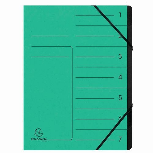 Lot de 10 Trieur agrafé avec élastiques int. noir 7 compart. A4 Vert - Image principale