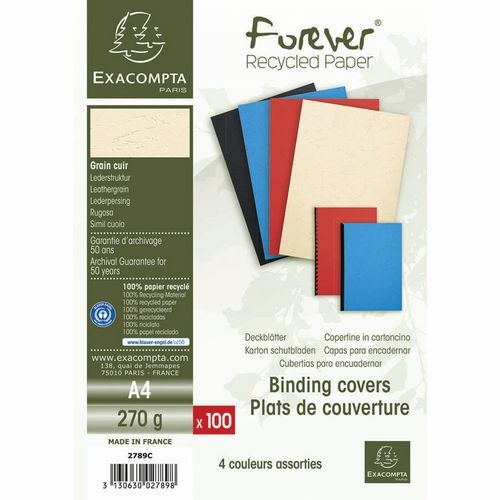 Paquet de 100 couvertures Grain cuir pour reliure assorties - Image 2