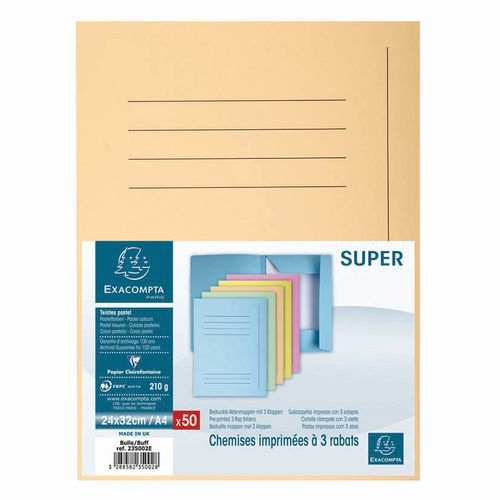 Lot de 50 Chemises imprimées 3 rabats SUPER 210 - 24x32cm-Bulle - Image 3