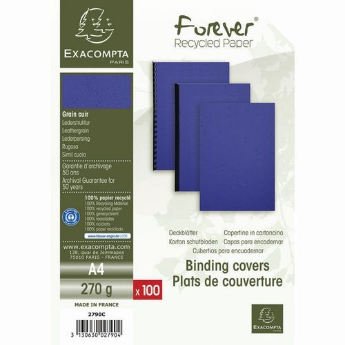 Paquet de 100 couvertures Grain cuir pour reliure A4-Bleu - Image 5