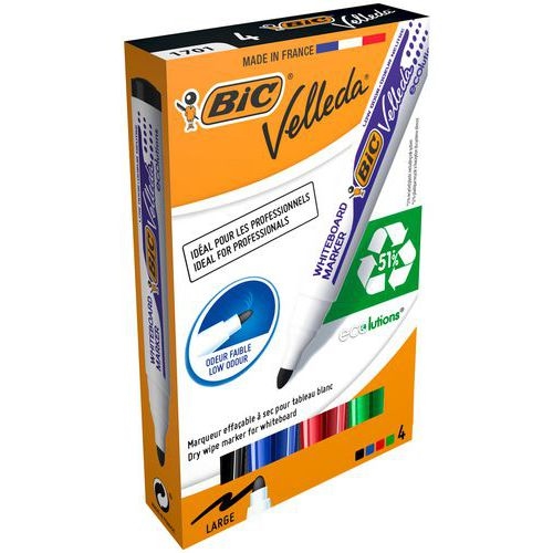 Pochette 4 marqueurs Velleda pointe ogive BIC - Image principale