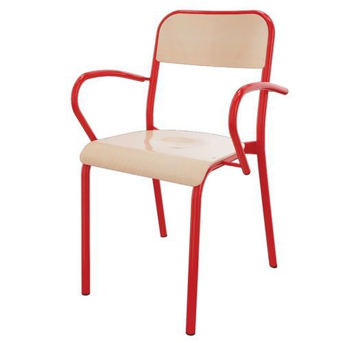 Fauteuil Trévise 4 pieds accotoirs tube - jaune - Image 2