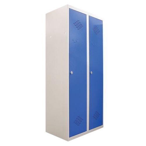 Vestiaire monobloc industrie salissante 2 colonnes bleu/gris - Image principale