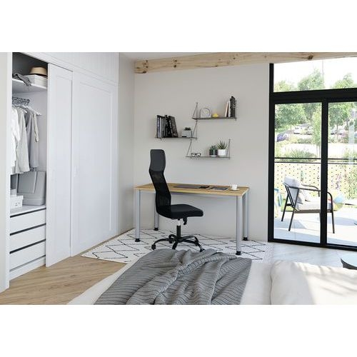 Bureau droit pieds ronds 120 cm Chêne - Image 3