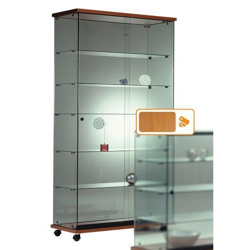 Vitrine Easy E6 avec éclairage socle Merisier - Image 2