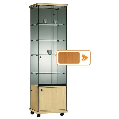Vitrine Easy E5 - Avec armoire basse et éclairage socle Hêtre - Image 4
