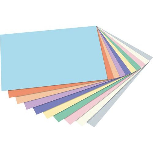 Assortiment 100 fles papier dessin A4 130g 10 coloris pastel - Image 3