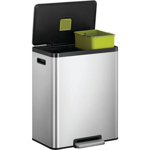 Poubelle à pédale Ecocasa II Recycling Step Bin 36+24 L inox - Image 3