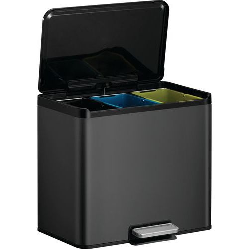 Poubelle à pédale Essential Recycler Step Bin 9+9+9 L Noir - Image 3