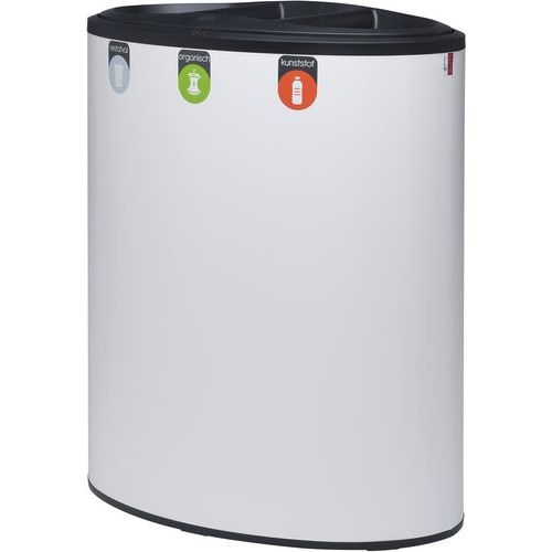 Poubelle tri sélectif Lune Binc 3flux couvercle ouvert Blanc - Image 5