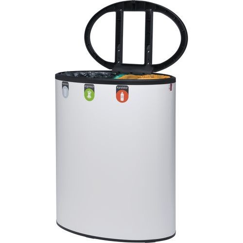 Poubelle tri sélectif Lune Binc 3flux couvercle ouvert Blanc - Image 8