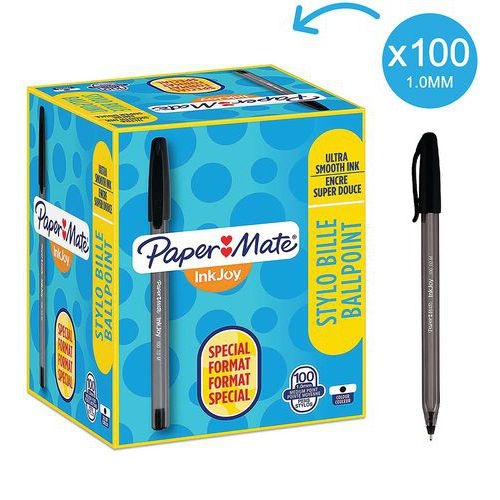 Lot de 100 Stylo bille Per Mate Inkjoy100 cap noir format éco 80+20 - Image principale