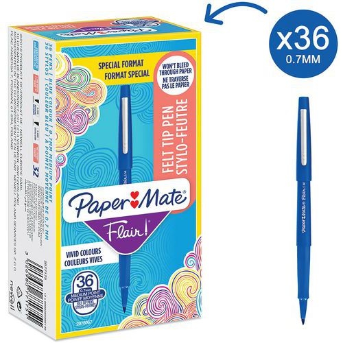 Lot de 36 Stylo feutre Paper Mate Flair bleu format économique 30+6 - Image 6