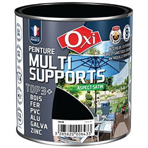 Peinture TOP 3 bois fer pvc satin 500ml noir  2 actions - Image principale