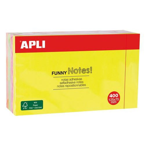 Cube 400 feuilles 75 x 125 mm 4 couleurs fluo assorties. - Image principale