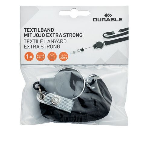 Lacet textile avec enrouleur pour badge - noir - Image 2
