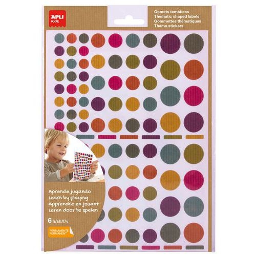 Pochette 624 gommettes rondes kraft couleurs assorties - Image principale