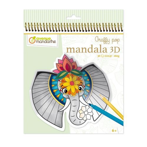 Bloc 36 mandalas 3D animaux sauvage à colorier - Image principale
