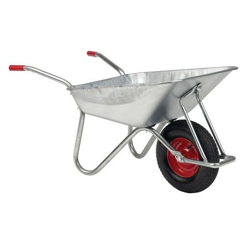 Brouette de jardin cuve galvanisée 100 L/200 kg avec butée - Roue pneumatique - Image principale