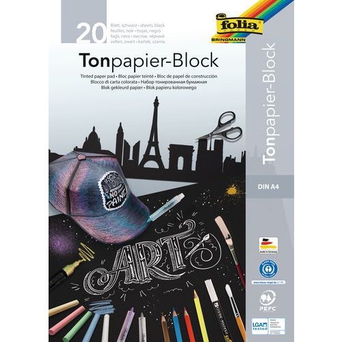 Feuille noire dessin 130 g recyclé, format 21 x 29,7 (Bloc de 20) - Image principale