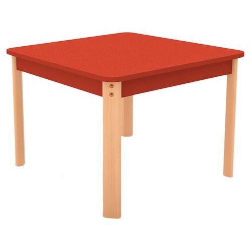 Table Ergo carrée T0 - rouge/hêtre - Image principale