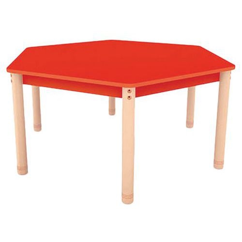 Table Classik hexagonale réglable T0 à T3 - piètement bois hêtre - Image 2