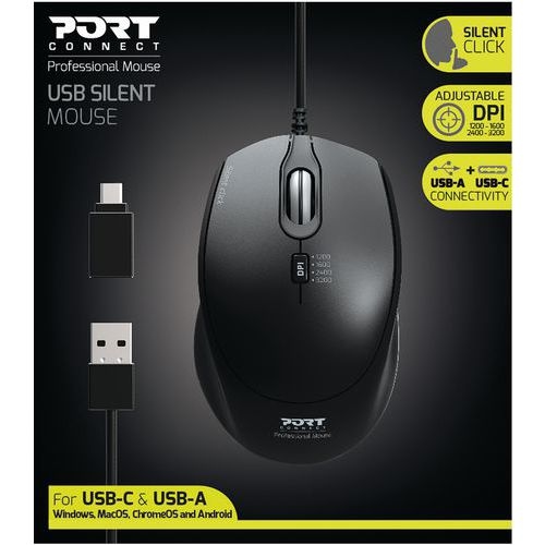 Souris Pro filaire silencieuse noire - Port connect - Image 2