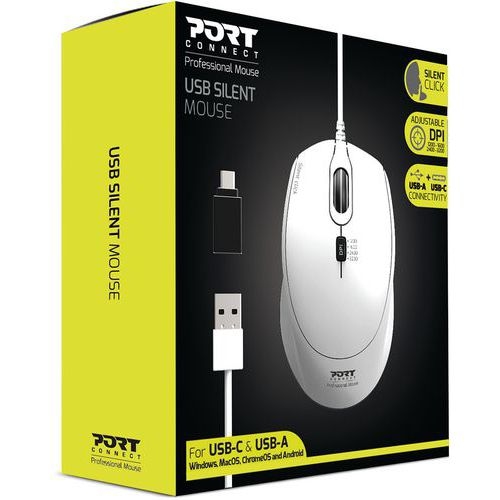 Souris Pro silencieuse filaire blanche - Port connect - Image 3