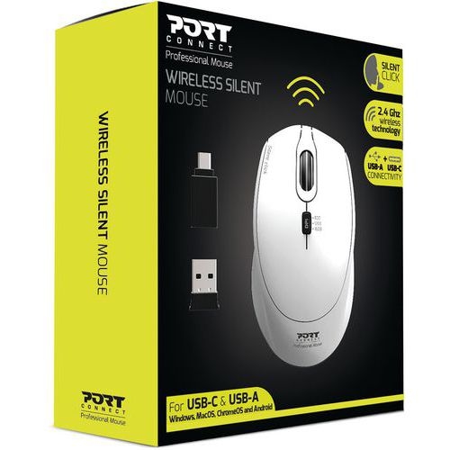 Souris Pro silencieuse sans fil blanche - Port connect - Image 4