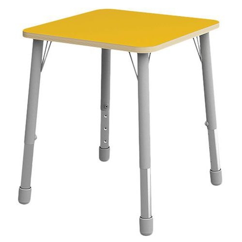 Table Eko carrée 69 x 69 cm réglable T3 à T6 - jaune - Image principale