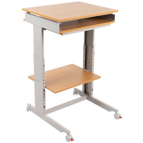 Poste informatique Twin 6820 plateau Hêtre structure Gris clair - Image principale