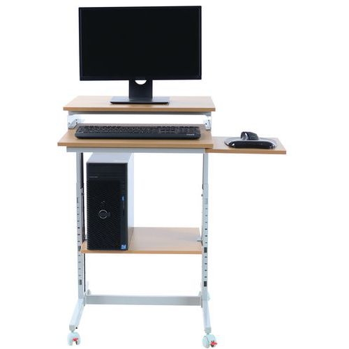 Poste informatique Twin 6820 plateau Hêtre structure Gris clair - Image 3