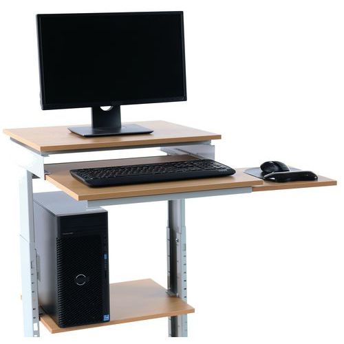 Poste informatique Twin 6820 plateau Hêtre structure Gris clair - Image 6
